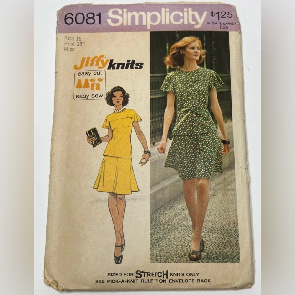 Simplicity vintage Green and Yellow Skater Dress Pattern